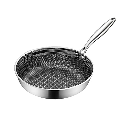 Poêle à frire en acier inoxydable PAN de poêle non couturière (Color : Stainless steel, Sheet Size : 26cm)