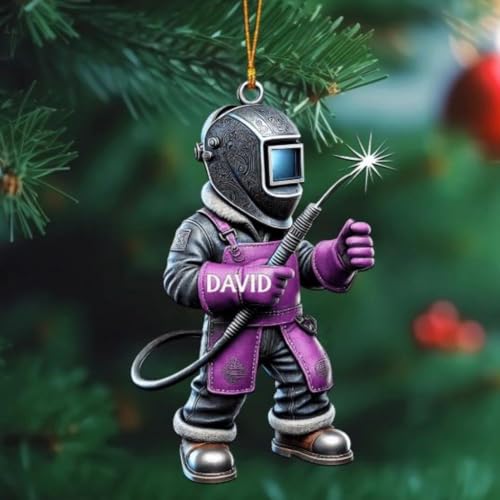 Personalized Name Welder Mask Ornament Christmas, Welder Tool Ornament, Welding Supplies Hanging Ornament, Gift for Welder