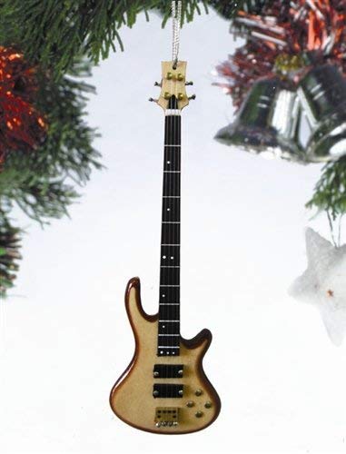 Natural Wood Bass Guitar Tree Ornament