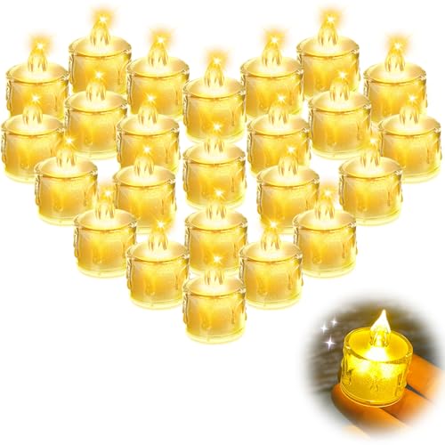 La mejor comparación de Velas Led - los preferidos. 49 24pcs Velas LED Sin Llama,Vela de Té Led Alimentada Por BateríA, Luz Decorativa de Vela Sin Llama, Luces con Efecto de Llama para San ValentíN, Bodas, Uso En Interiores y...