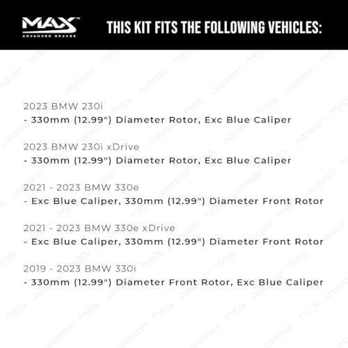 Image of Max Advanced Brakes Front & Rear Brake Kit Compatible With 2019 2020 2021-2023 BMW 330i 330e 430i w /12.99 inch Fr Rotor Replacement Premium OE Disc Brake Rotors and Ceramic Brake Pads