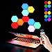 Vcwtty Hexagon Lights, Smart LED Wall Lights with Remote, 13 Colors Touch-Sensitive DIY Modular Assembled RGB Wall Panels, Hex Light with USB-Power for Autism, Game Room Decor, Party (10 Pack)