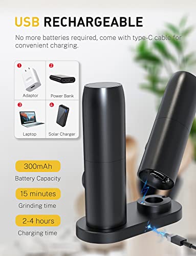 MERTTURM Rechargeable Electric Pepper Grinder, Automatic Pepper Salt Mill with LED White Light, One Hand Operation - Image 3