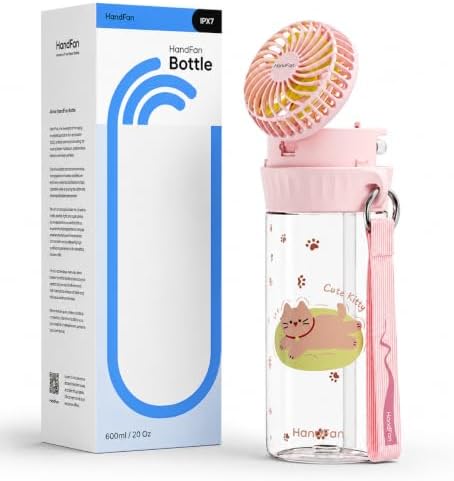 HandFan 20oz Kids Water Bottle with Fan, Tritan Water Bottle with...