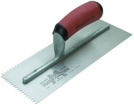 Marshalltown 780SD 11" x 4-1/2" Notched Trowel with DuraSoft Handle - 1/4" x 3/16" 'V' Notched (15808)