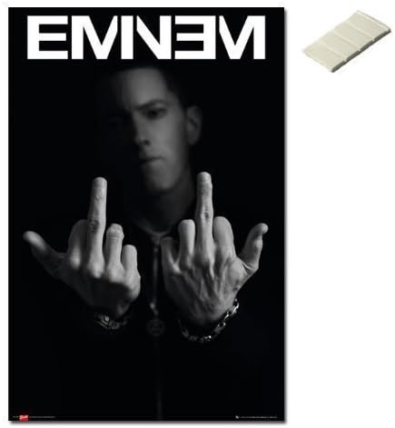 Bundle - 2 Items - Eminem Middle Fingers Poster - 91.5 x 61cms (36 x 24 Inches) and Small Block of White Tack