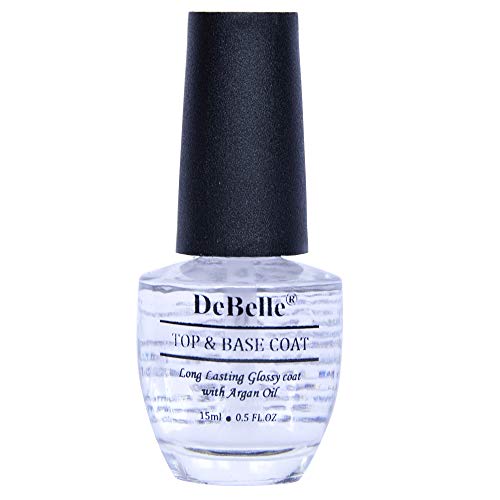 DeBelle Nail Care Nail Polish | Transparent| Enriched with Argan Oil| 15ml (Top & Base Coat)