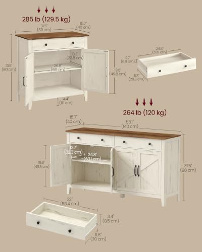 VASAGLE Farmhouse Buffet Cabinet and Coffee Bar Bundle - Image 2