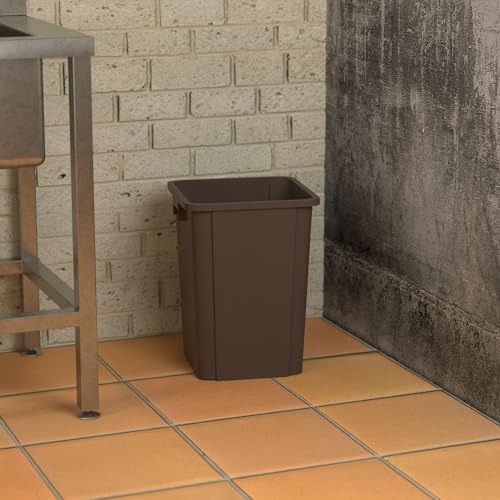 Image of Square Commercial Trash Can (Trash Can, Brown, 19 Gallon)