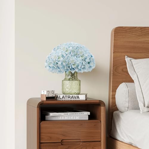 10 pcs Hydrangea Artificial Flowers, Silk Artificial Hydrangea Head with Stem Hydrangea for Bridal Wedding Baby Shower Home Party Decoration (Lake Blue) image 2