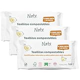 Eco by Naty Toallitas para bebé sin perfume - Toallitas húmedas 100% compostables y de origen vegetal, buenas para bebés y recién nacidos de piel sensible (168 unidades - 3 paquetes de 56)