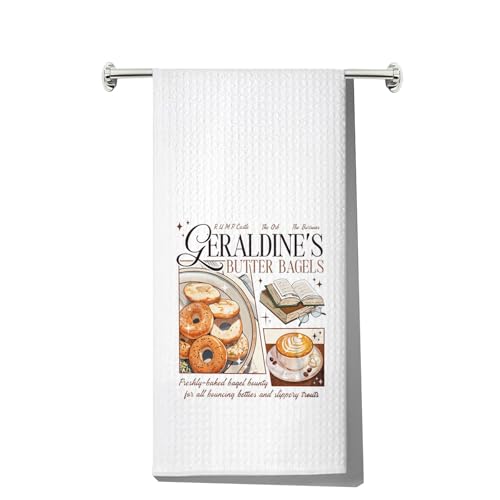 LEVLO Butter Bagels Kitchen Towel Zodiac Academy Housewarming Gift Geraldine's Butter Bagels Dish Towels (Butter Bagels Towel)