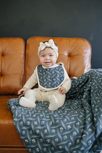 Image of Mebie Baby Muslin Quilt, Navy Berry and Cream Berry, 100% Cotton Baby Blanket for Girls and Boys, Newborns to Toddler, Soft Swaddle Blanket, 47 inchx47 inch