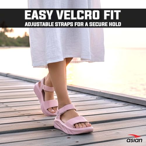 Image of ASIAN Indigo-32 Women's Casual Platform Sandals with Adjustable Strap | Lightweight EVA Sandals with Comfortable Cushioning Footbed for Travel