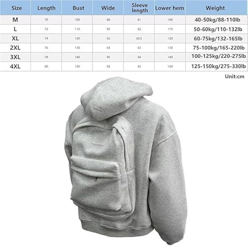 2-in-1 Backpack Hoodie for Men, Travel Hoodie with Built-in Zipper Backpack, Lightweight Streetwear Cardigan with Pockets2