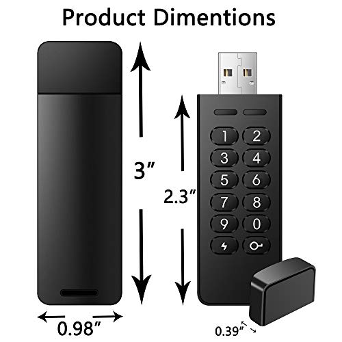 Encrypted USB Flash Drive, Keypad Secure FIPS Certified Memory Stick, Military Grade Hardware U Disk with Password Protection, Personal USB 2.0 AES 256-bit Encryption (16G)