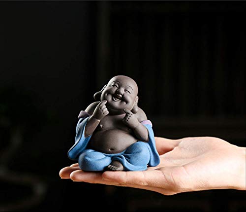 LKXZYX Jardin Exterieur Statue Deco Decoration de Salon Fontaine Interieur,Thé de Sable Violet Pet Statues de Bouddha en céramique Chine Artisanat décoration de la Maison Cover