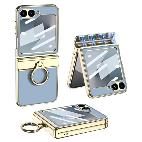 Coque pour Galaxy Flip6 finition cuir premium et protection d'écran en verre