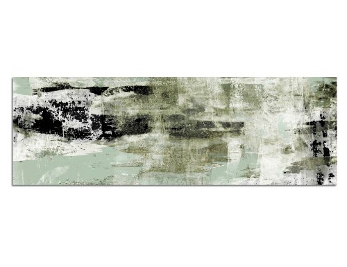 Paul Sinus Art Panoramabild auf Leinwand und Keilrahmen 120x40cm Kunstmalerei abstrakt beige grün