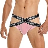 SKYSPER Men's Jock Strap Athletic Supporter For Men Sexy Jockstrap Male Underwear, SG52-Pink, Large