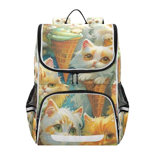 Mochila infantil escolar gato acuarela bolso portátil reflectante para niños y niñas