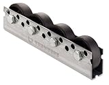 Teilung 100 mm Torwegge 1 Meter Universalrollschiene, Profil 44x28x44x2 mm, verzinkt, Kunststoff-Röllchen hart mit Gleitlag., Traglast 40 kg/Rolle, Bauhöhe 53 mm, Achsabstand 100 mm