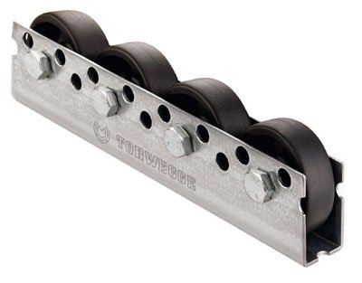 Torwegge 1 meter universal de ruedas del carril, perfil de 44 x 28 x 44 x 2 mm, galvanizado, plástico-Jockey duro Con, Gleitlag, capacidad de carga de 40 kg/rollo, altura 53 mm, distancia entre ejes de 175 mm