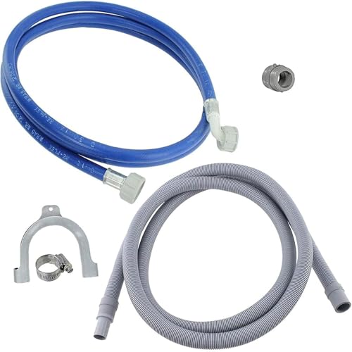 Ibbah Kit di prolunga universale per tubo di ingresso e scarico dell'acqua fredda, 2,5 m, compatibile con Bosch, Samsung, Beko, LG, AEG, Hoover, Hisense, Candy e tubo della lavatrice