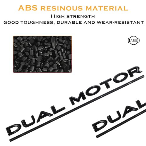 Image of Dual Motor Emblem Badge Sticker Plaid Decor Compatible with Tesla Model 3 Y X S Accessories (Glossy Black-Black Line)