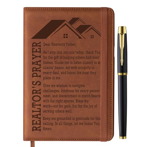 Reverse Prospecting Email Template for Real Estate Success! 9 Realtor Gifts, Realtor’s Prayer Leather Refillable Journal Notebook 200 Lined Pages with Pen Closing Gift Real Estate Agent Gifts for Women Men Thank You Gift Salesman, Boss, Coworkers, Employees