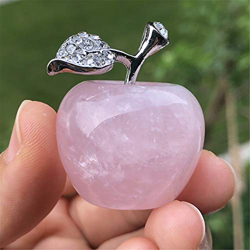 Faovramulet Rose Quartz Carved Appple Figurine Sculpture Statue Healing Crystal Home Ornament Decoration 1.3" Tall #TOP1
