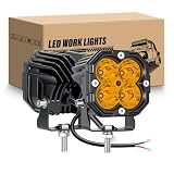 RIGIDON 2 x Faro da Lavoro Led, 3 Pollici 30W 3000LM Spot Luci di Lavoro a Led 12V 24V, Impermeabile Faretti Fendinebbia per 4x4 Auto Trattore Fuoristrada Camion ATV UTV SUV Barca, 3500K Giallo