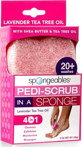 Spongeables Pedi Scrub Foot Exfoliating 20+ Wash Sponge, Lavender, 1 Count
