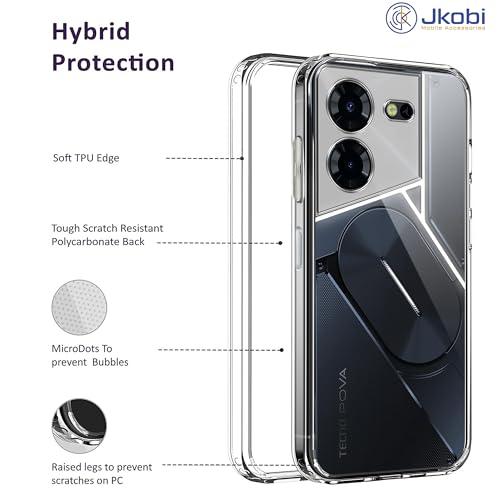 Image of Jkobi Back Cover for Tecno Pova 5 Pro 5G (Silicone Clear Shockproof Case with Camera Protection | Soft and Flexible | Transparent)