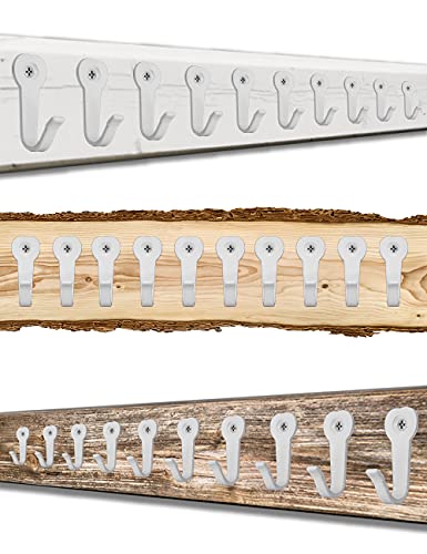 Fuxxer 10x Klassische Garderoben-Haken, Kleider-Haken, Eisen-Haken, Küchen-Haken, 39x22mm, weiß
