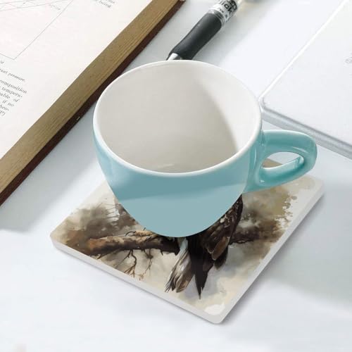 Dessous de verre carrés en céramique faucon x6 pour table - 6
