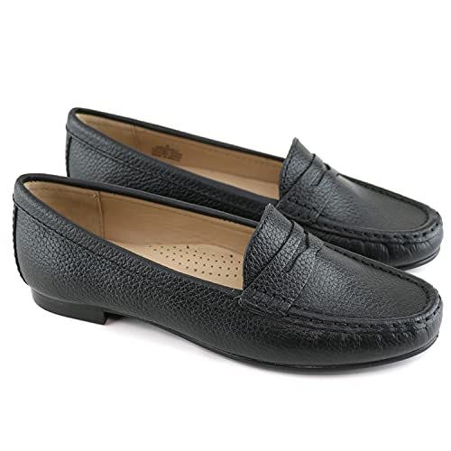 Image of Womens Casual Genuine Leather Comfortable Lightweight Driving Moaccasins Classic Fashion Penny Slip On Ladies Driving Loafer Flat Shoes