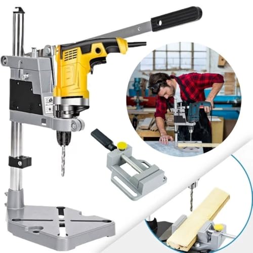 Image of MLD Drill Stand with Adjustable Drill Press Vice Clamp for Hand Drill Bench Clamp Drill Press Floor Table Stand | Drill Machine not including (Matrial-Metal,Color-Multi) (Drill Stand With Vise)