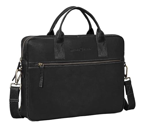 ANTONIO VALERIA Andy Washed Leather Laptop Messenger Bag for Men