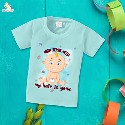 Image of baby wish My First Mundan Ceremony T-Shirt for Kids Clothes Unisex Occasion mundan Kids Topwear Outfit Half Sleeve Dress for Boy n Girl OMG My Hair is Gone