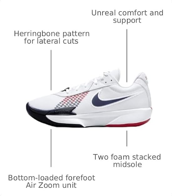 Nike G.T. Cut Academy Basketball Shoes (HM9424-100, White/Sport Red/Obsidian) Size 7.5