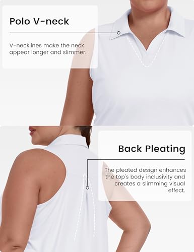 MoFiz Women's Plus Size Sleeveless Golf Polo Shirt Racerback V-Neck Oversized Golf Tops Summer Workout Collared Tennis Tops4