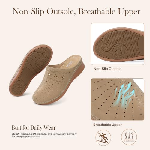 Image of SHIBEVER Clogs for Women Mules Comfortable: Slip On Closed Toe Casual Shoes