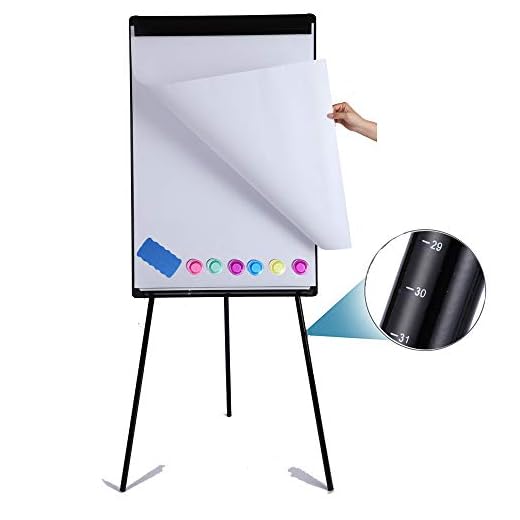 DexBoard Dry Erase Easel 24" x 36"|Height Adjustable Magnetic White Board Easel with Tripod Stand|Office Presentation Board w/Flipchart Pad, Magnets & Eraser, Black