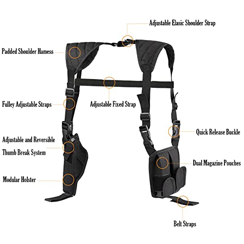 Sztac Shoulder Holster Vertical Gun Holster Universal Adjustable For Most Kinds Of Pistols Black #TOP1