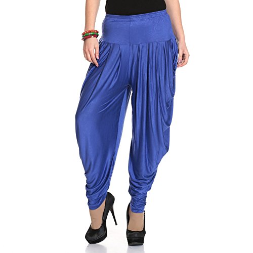 Ardour Relaxed Comfortable Viscose Dhoti Pants Yoga Fitness Activewear for Women Dance Free Size - Royal Blue