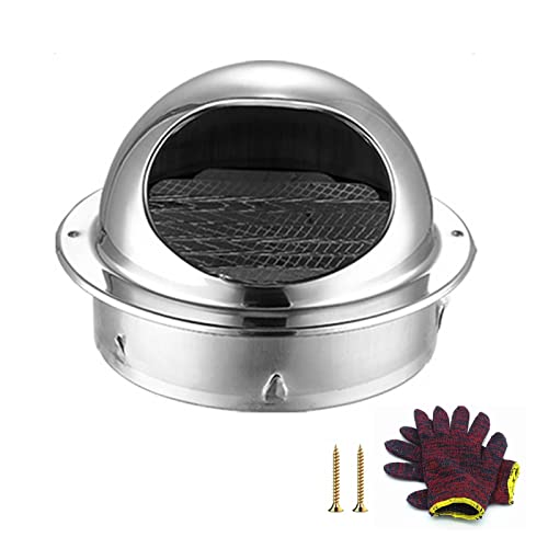 Cubierta De Ventilación De Pared De Acero Inoxidable 304, Ventilación De Alero Esférica A Prueba De Fugas, Campana Extractora con Mosquitera Integrada (60 millimeters or 2.36 Inches)