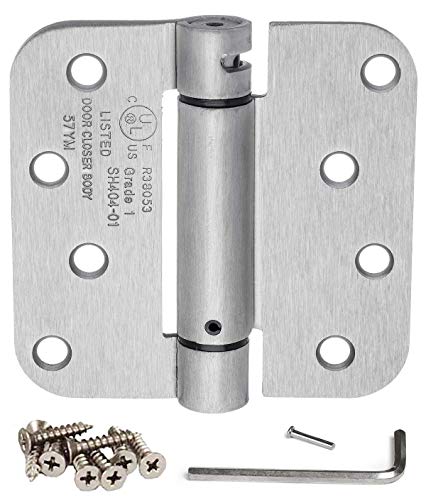 Dynasty Hardware 4" x 4" Mortise Spring Hinge with 5/8" Radius Corners, Satin