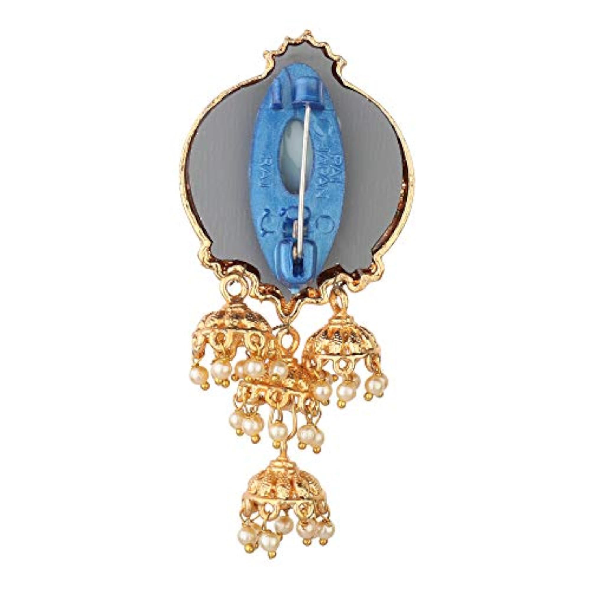 Gold-Plated Unisex Brooch Saree Pin, Handmade for Effortless Style