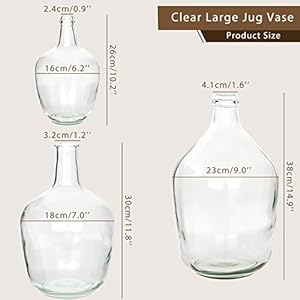 Large glass vase clear for decor large glass jug vase farmhouse style big belly large clear glass vase tabletop bedroom centerpieces decorative flower floor vase  urban country home decor